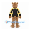 Bear Mascot Costume with Black Yellow Sports Jersey