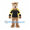 Bear Mascot Costume with Black Yellow Sports Jersey