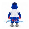 Bird Mascot Costume in Blue with White Baseball Shirt