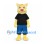 Cat Mascot Costume in Yellow with Black Shirt and Blue Shorts