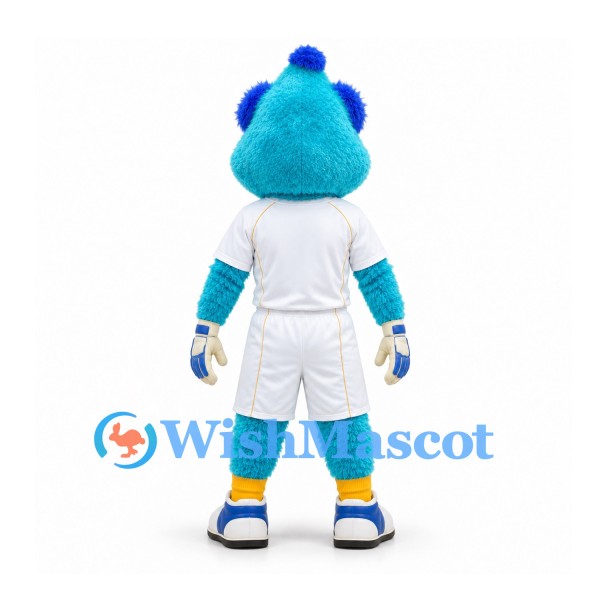 Monster Mascot Costume in Turquoise with White Sports Uniform