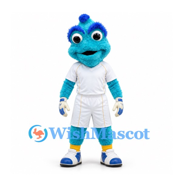 Monster Mascot Costume in Turquoise with White Sports Uniform