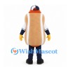 Hot Dog Mascot Costume with Sunglasses and Baseball Uniform