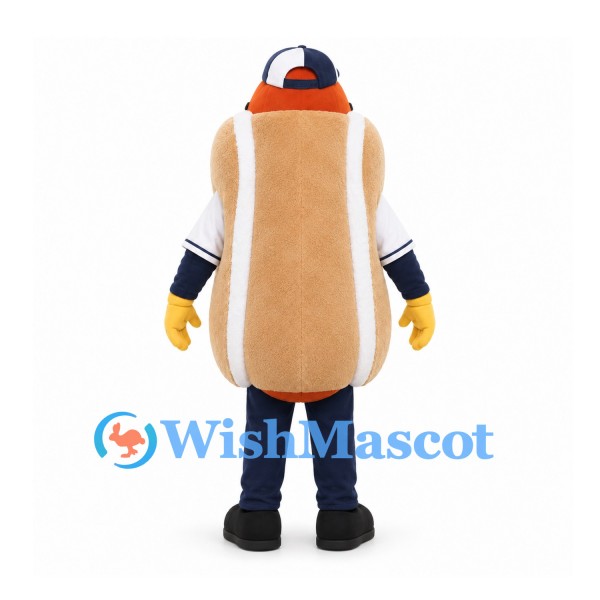 Hot Dog Mascot Costume with Sunglasses and Baseball Uniform