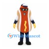 Hot Dog Mascot Costume with Sunglasses and Baseball Uniform