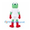 Frog Mascot Costume with White Baseball Uniform and Green Cap