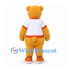 Bear Mascot Costume in Gold with White Red Baseball Shirt