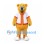 Bear Mascot Costume in Gold with White Red Baseball Shirt