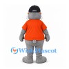 Cat Mascot Costume in Gray with Orange Shirt and Sunglasses