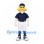 Duck Mascot Costume with Yellow Mustache and Navy Baseball Shirt