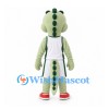 Dinosaur Mascot Costume in Pale Green with White Basketball Uniform