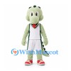 Dinosaur Mascot Costume in Pale Green with White Basketball Uniform