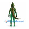 Lizard Mascot Costume in Green with Patterned Chest and Long Tail