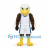 Eagle Mascot Costume with White Basketball Uniform and Blue Trim