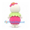Flower Mascot Costume with White Head and Round Pink Body
