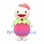 Flower Mascot Costume with White Head and Round Pink Body