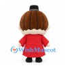 Boy Mascot Costume with Brown Hair Bun and Red Robe