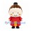 Boy Mascot Costume with Brown Hair Bun and Red Robe