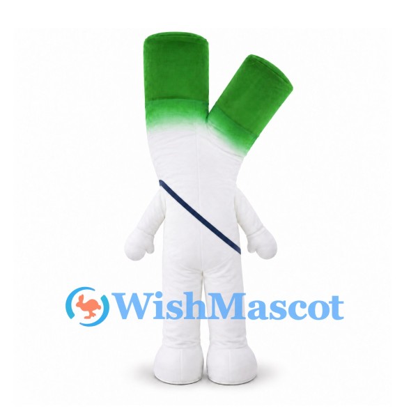 Leek Mascot Costume in White and Green with Shoulder Bag