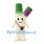 Leek Mascot Costume in Cream and Green with Purple Flower