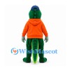 Crocodile Mascot Costume with Orange Hoodie and Blue Cap