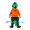 Crocodile Mascot Costume with Orange Hoodie and Blue Cap