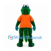 Crocodile Mascot Costume with Orange Shirt and White Blue Cap