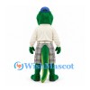 Crocodile Mascot Costume with Cream Shirt and Plaid Golf Shorts
