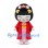 Girl Mascot Costume with Floral Hairpiece and Red Kimono