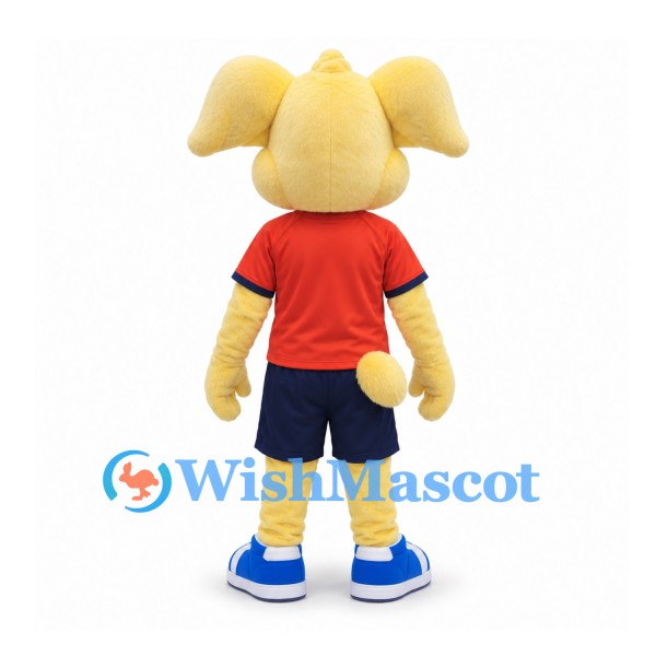 Rabbit Mascot Costume in Yellow with Orange Sports Shirt