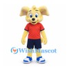 Rabbit Mascot Costume in Yellow with Orange Sports Shirt