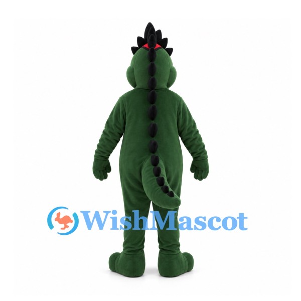 Dragon Mascot Costume in Dark Green with Red Black Striped Belly