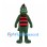 Dragon Mascot Costume in Dark Green with Red Black Striped Belly