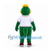 Dinosaur Mascot Costume in Green with Yellow Belly and White Baseball Shirt