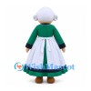 Woman Mascot Costume with Green Dress and White Apron