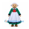 Woman Mascot Costume with Green Dress and White Apron