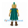 Warrior Mascot Costume with Gold Armor and Green Cape