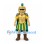 Warrior Mascot Costume with Gold Armor and Green Cape