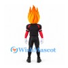 Flame Mascot Costume with Orange Head and Black Sports Uniform