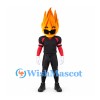Flame Mascot Costume with Orange Head and Black Sports Uniform