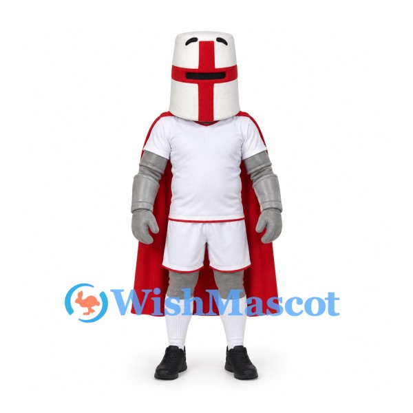 Knight Mascot Costume with White Helmet and Red Cross