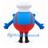 Robot Mascot Costume with Blue Face and Red Round Body