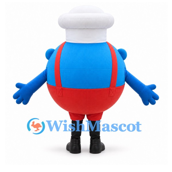 Robot Mascot Costume with Blue Face and Red Round Body