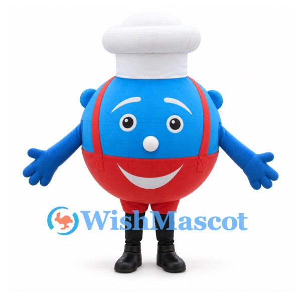 Robot Mascot Costume with Blue Face and Red Round Body