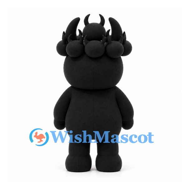 Monster Mascot Costume in Black with Multiple Curled Horns