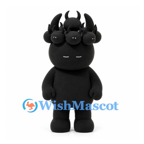 Monster Mascot Costume in Black with Multiple Curled Horns
