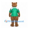 Bear Mascot Costume with Green Sports Jersey and Swirled Belly