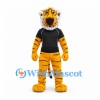 Tiger Mascot Costume with Yellow Stripes and Black Shirt