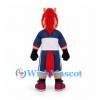 Horse Mascot Costume with Red Mane and Navy White Sports Uniform
