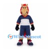 Horse Mascot Costume with Red Mane and Navy White Sports Uniform